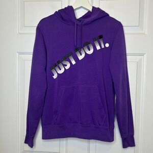 Nike Just Do It Hoodie Purple Pullover Sweatshirt Athleisure Casual Women's M